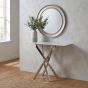 Rowen White Marble Effect Glass Console Table with Chrome Base by Shankar | Style Our Home