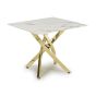 Sevilara White Marble Effect Glass End Table with Gold Base