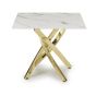 Sevilara White Marble Effect Glass End Table with Gold Base
