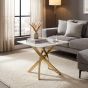 Sevilara White Marble Effect Glass End Table with Gold Base by Shankar | Style Our Home