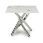 Sevilara White Marble Effect Glass End Table with Chrome Base