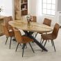 Wessex Solid Wood & Metal Oval Dining Table 6-8 Seater
