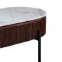 Marblestone Mango Wood Rectangular Fluted Coffee Table With Marble Top & Metal Legs