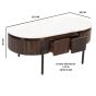 Marblestone Mango Wood Rectangular Fluted Coffee Table With Marble Top & Metal Legs