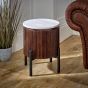 Marblestone Mango Wood Side Table With Marble Top & Metal Legs