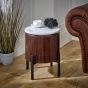 Marblestone Mango Wood Side Table With Marble Top & Metal Legs