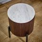 Marblestone Mango Wood Side Table With Marble Top & Metal Legs