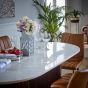 Marblestone Mango Wood Dining Table 170Cm With Marble Top
