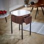 Marblestone Mango Wood Bedside Table With Marble Top & Metal Legs