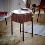 Marblestone Mango Wood Bedside Table With Marble Top & Metal Legs