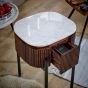 Marblestone Mango Wood Bedside Table With Marble Top & Metal Legs