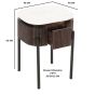 Marblestone Mango Wood Bedside Table With Marble Top & Metal Legs