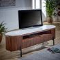 Marblestone Mango Wood Large Tv Stand With Marble Top & Metal Legs
