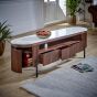 Marblestone Mango Wood Large Tv Stand With Marble Top & Metal Legs