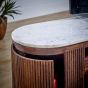 Marblestone Mango Wood Large Tv Stand With Marble Top & Metal Legs