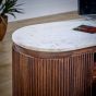 Marblestone Mango Wood Large Tv Stand With Marble Top & Metal Legs