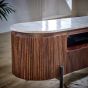 Marblestone Mango Wood Large Tv Stand With Marble Top & Metal Legs