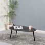 Marblestone Coffee Table With Black Marble Top & Metal Legs