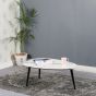 Marblestone Coffee Table With White Marble Top & Metal Legs