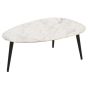 Marblestone Coffee Table With White Marble Top & Metal Legs