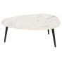 Marblestone Coffee Table With White Marble Top & Metal Legs