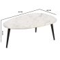 Marblestone Coffee Table With White Marble Top & Metal Legs