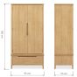 Velda Oak Double Wardrobe With Drawer