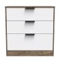 Nashville-3 Drawer Bedside Cabinet in White Matt & Vintage Oak 