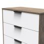 Nashville-3 Drawer Bedside Cabinet in White Matt & Vintage Oak 