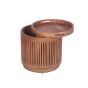Round Side Table With Sculpted Cylinder Base