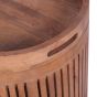 Round Side Table With Sculpted Cylinder Base