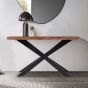 Hoxton Wooden Console Table With Metal Cross Legs by Indus Valley