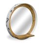 Distressed White Recycled Drum Round Mirror w shelf by Monologue | Style Our Home