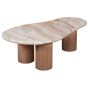 Belmont Natural Marble & Wood Pedestal Coffee Table