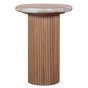 Belmont Natural Marble & Wood Pedestal Side Table by Karvello Designs | Style Our Home