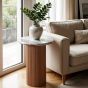 Belmont Natural Marble & Wood Pedestal Side Table