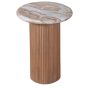 Belmont Natural Marble & Wood Pedestal Side Table