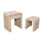 Calderwood Carved Mango Wood Nest Of 2 Tables With Drawer
