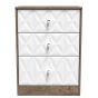 San Jose 3 Drawer Midi Deep Chest in White Matt & Vintage Oak