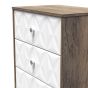 San Jose 3 Drawer Midi Deep Chest in White Matt & Vintage Oak