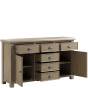 Sartona Oak Large 6 Drawer / 2 Door Large Sideboard