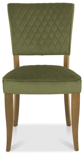 Logan Rustic Oak Upholstered Chair - Cedar Velvet Fabric (Pair) by Bentley Designs | Style Our Home