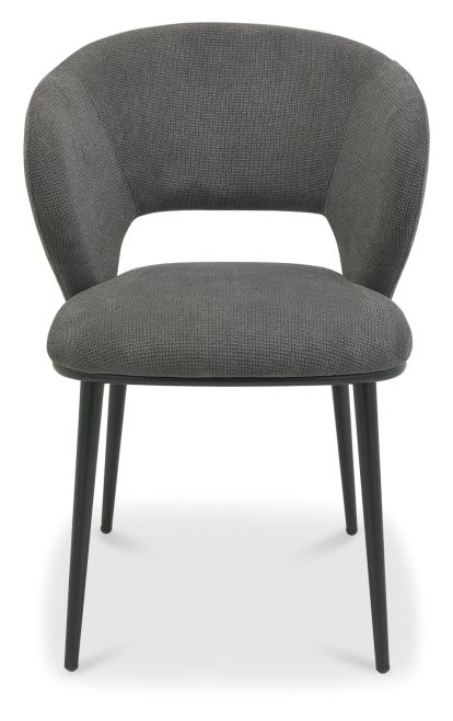 Luca - Grey Fabric Chair with Matt Black Legs (Pair) by Bentley Designs | Style Our Home