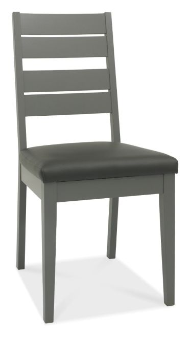 Oakham Dark Grey Chair - Dark Grey Bonded Leather (Pair)