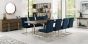 Tivoli Dark Oak 6-8 Seater Table & 8 Cantilever Chairs in Dark Blue Velvet by Bentley Designs | Style Our Home