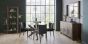 Turin Glass 4 Seater Table - Dark Oak Legs & 4 Low Back Chairs in Gun Metal Velvet by Bentley Designs | Style Our Home