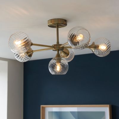 Allegrano 6 Ceiling Light Antique Brass