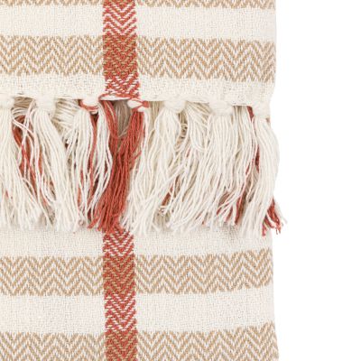 Arvono Grid Woven Throw Rust,Natural