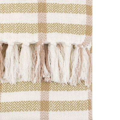 Arvono Grid Woven Throw Green,Rust