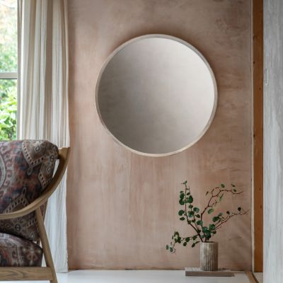 Helsano Round Mirror Washed Oak